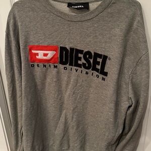 Diesel Gray Crewneck Sweater with Logo
